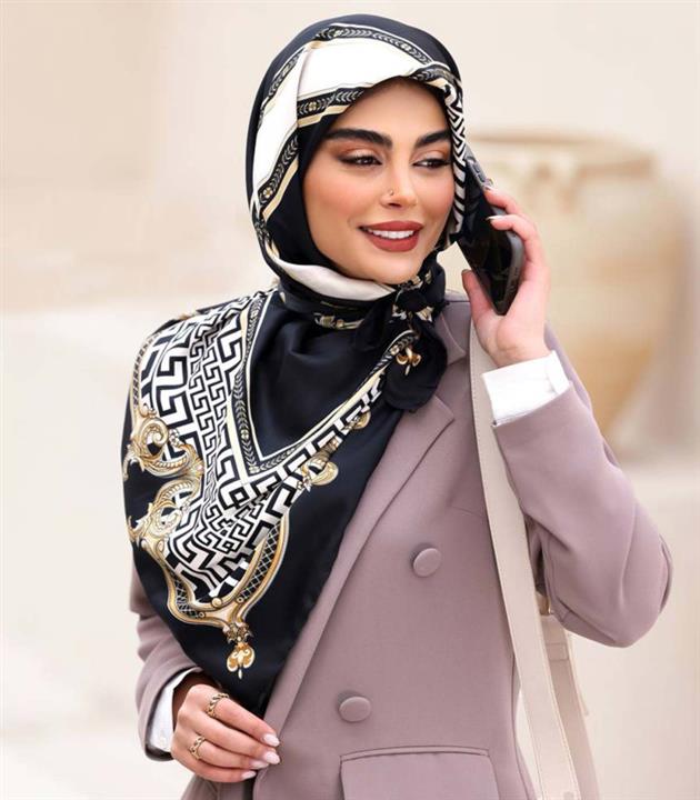 روسری سفید مشکی ورساچه 2757